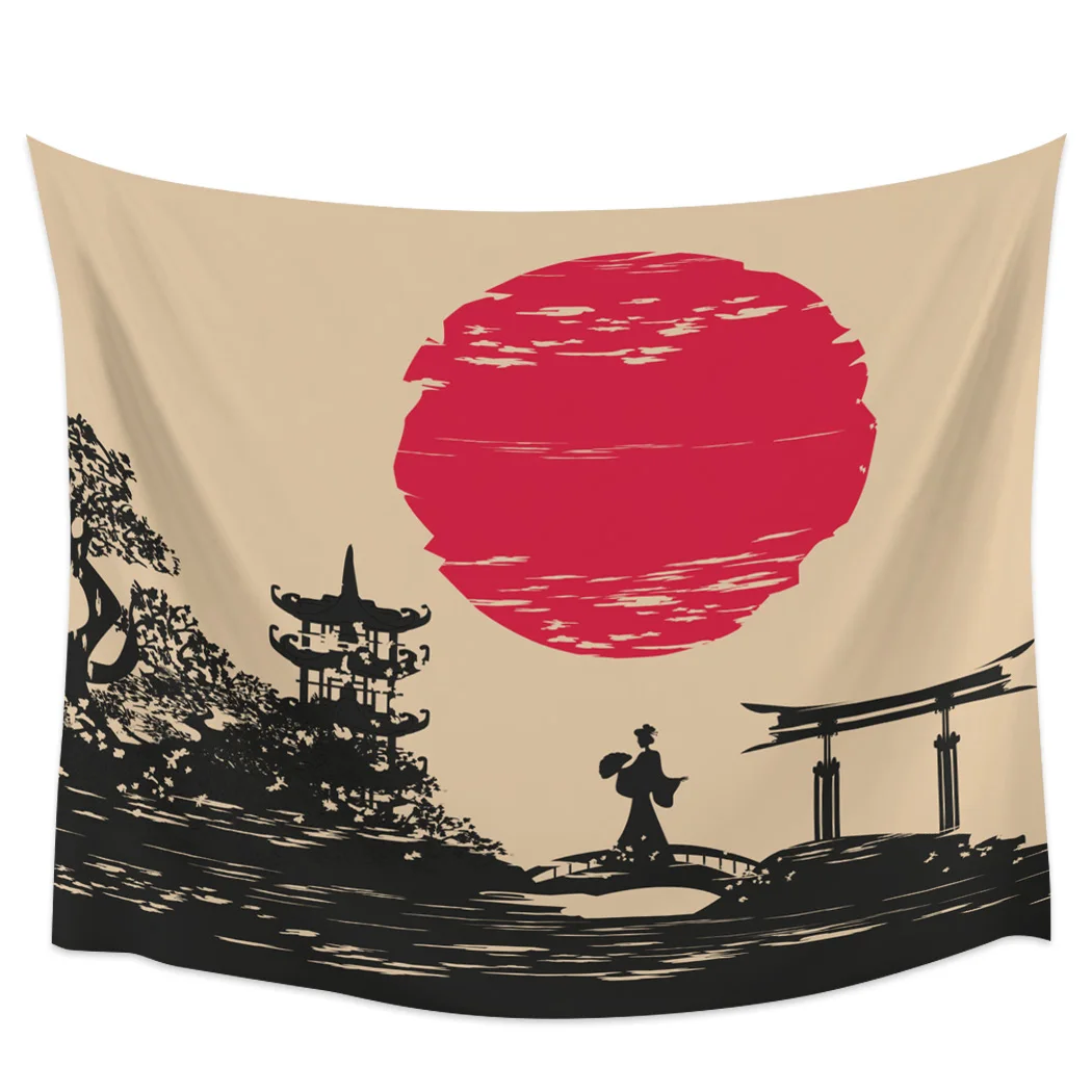 

Japanese Style Silhouette Wall Tapestry Cloth Wall Hanging Home Decor Tapestry Boho Decor Wall Hanging Tapestry