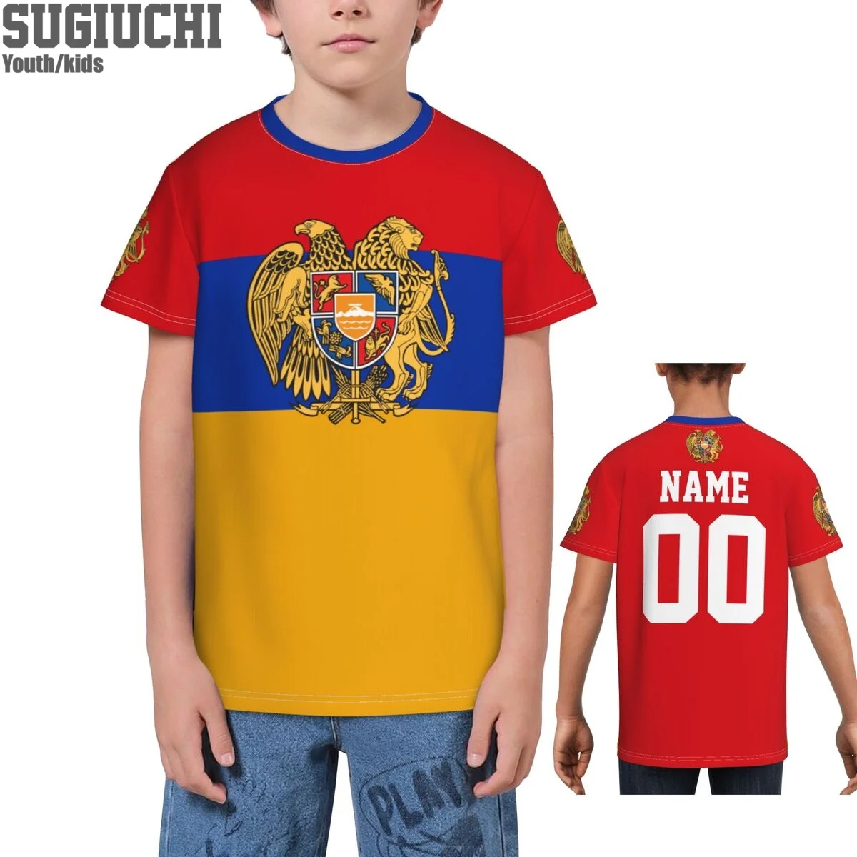 Пользовательское имя номер флаг Армении эмблема 3D футболки для детей молодежные