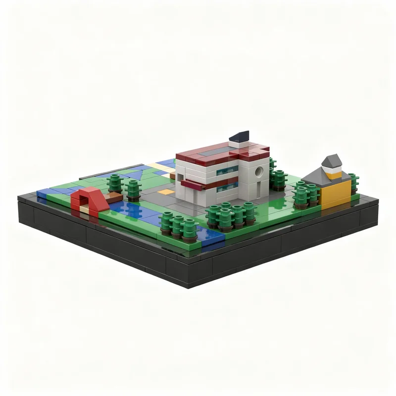 Фото Набор строительных блоков MOC Mossui Town Kitakami, 251 деталь, архитектурная модель, игрушка, конструктор, креативный подарок на Рождество, развивающий конструктор №2