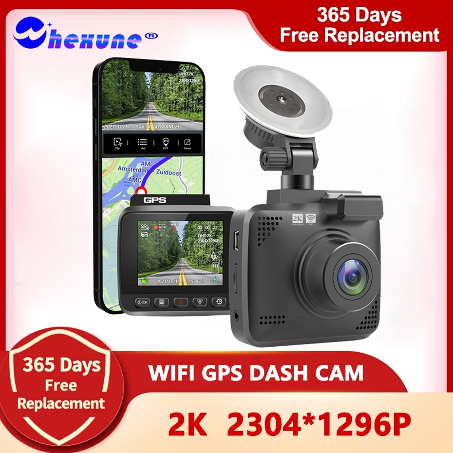 

New 2K WIFI Dash Cam Wide Angle Car Video Recorder HD 1296P Night Vision Car Cameras Driving DVRs Car DashCam G-Sensor Blcak Box