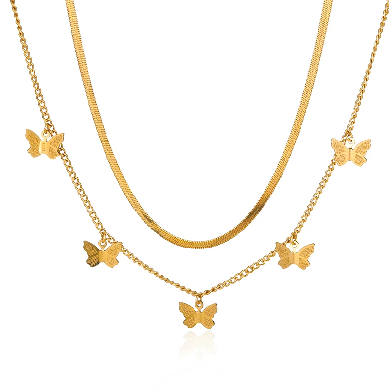 Женское ожерелье с подвеской-бабочкой из нержавеющей стали