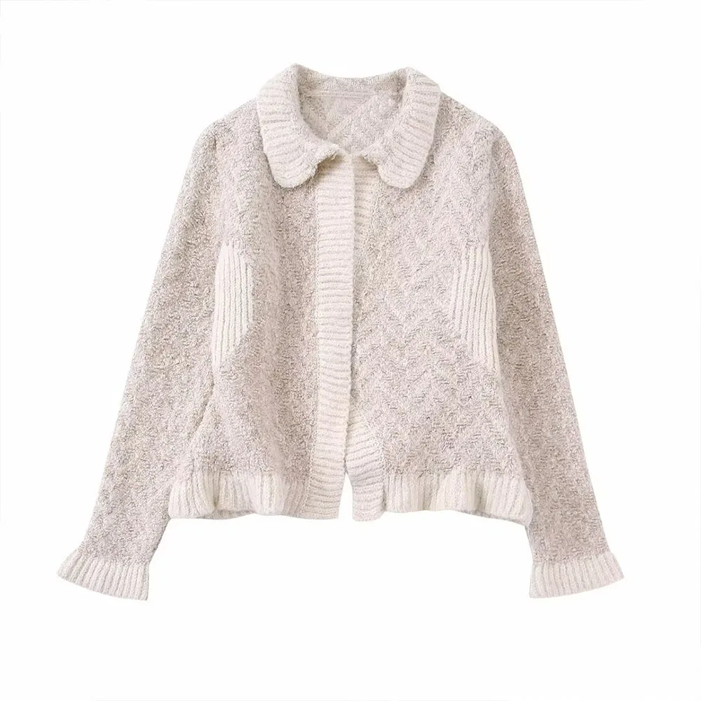 

Женский кардиган с лацканами BER & OYS & ZAThe, вязаный кардиган с длинным рукавом, осень/зима 2022