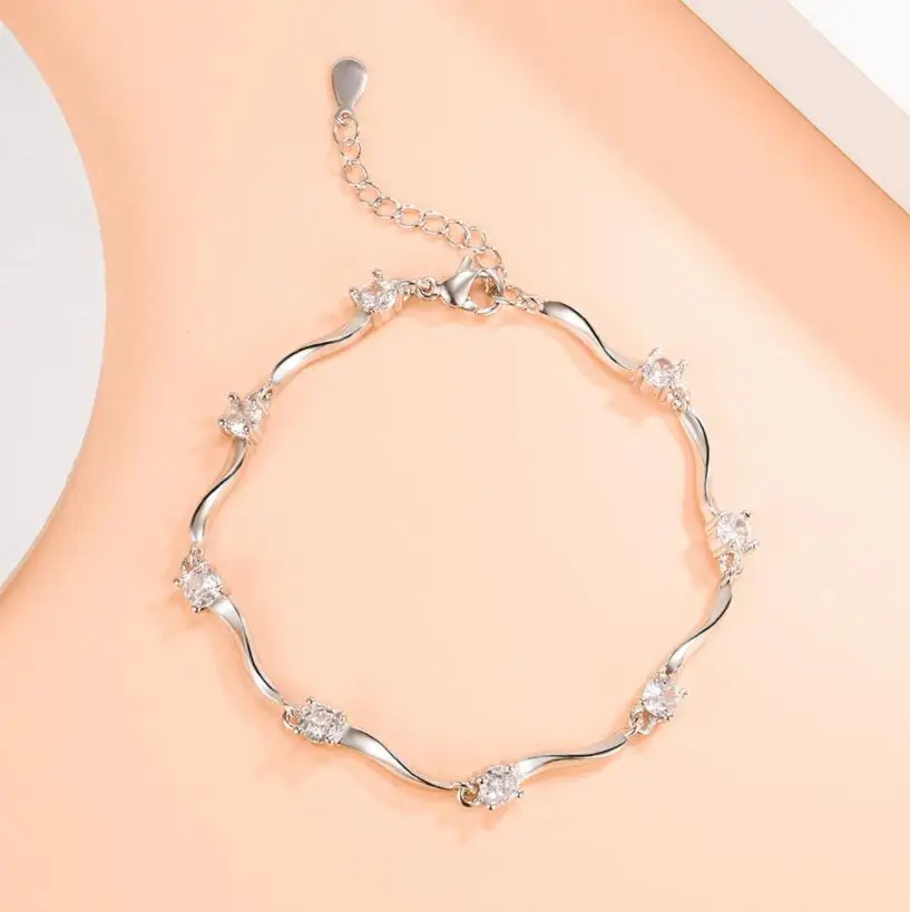 925 серебряный браслет для тенниса AAA CZ Bling Четыре Зубца кубический цирконий мужчин