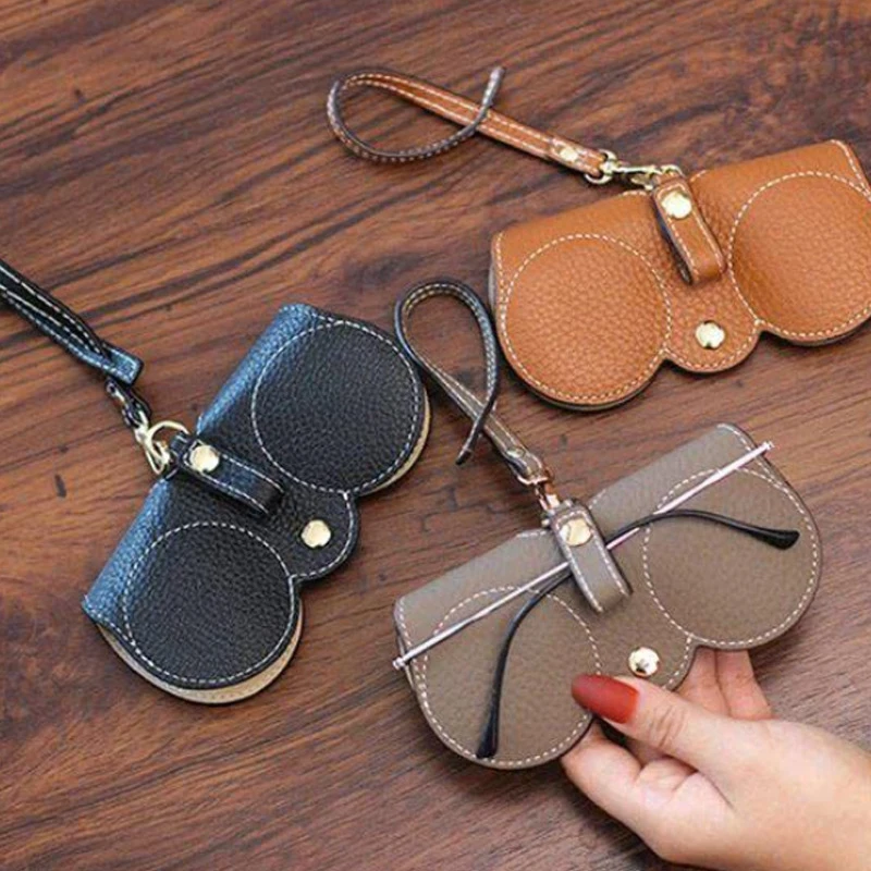

NEW PU Sunglasses Bag Portable Eyeglass Case Sunglasses Protection Cover Cute Eyeglass Clip Simple Eyeglass Bag Pendant