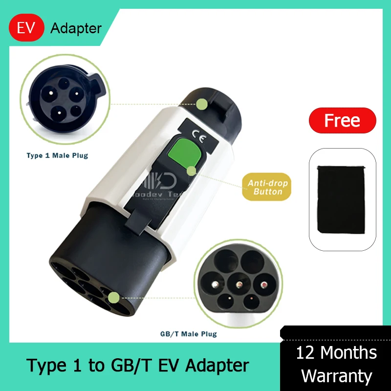 Хорошо продаваемый адаптер для зарядного устройства GBT EV 32A типа 1 к J1772 Зарядная