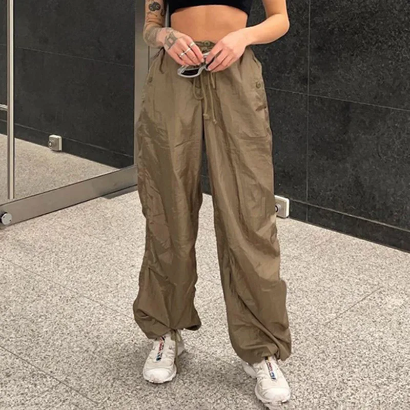 

Sweetown Casual Baggy Wide Leg Sweatpants White Loose Drawstring Low Waist Streetwear Cargo Pants Womens Hippie Joggers Trousers