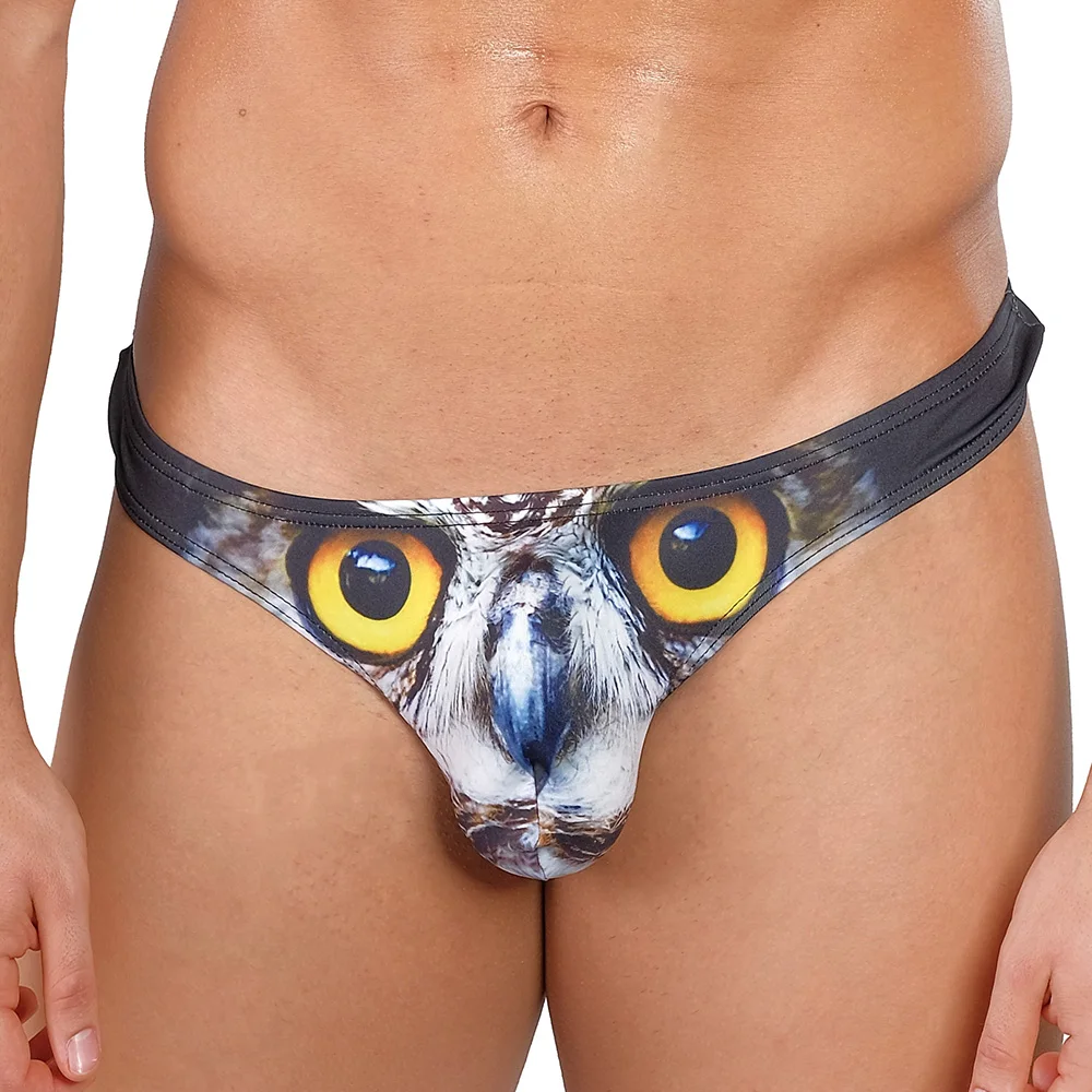 

Colorful Wolf/Leopard/Eagle/Deer/Fox/Hawk Owl Sexy U Convex G-string Underwear Low Waist Printing Men's Animals Thong Underpants