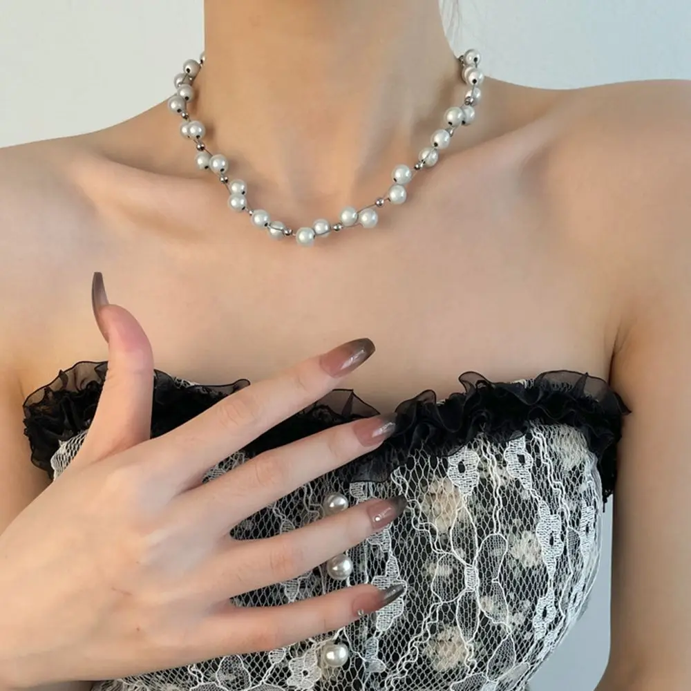 

2023 Luxury Elegant Round Pearl Collar Necklace for Women Lady Sweet Chic Daily Party Necklace Y2K Kpop Temperament Jewelry Gift