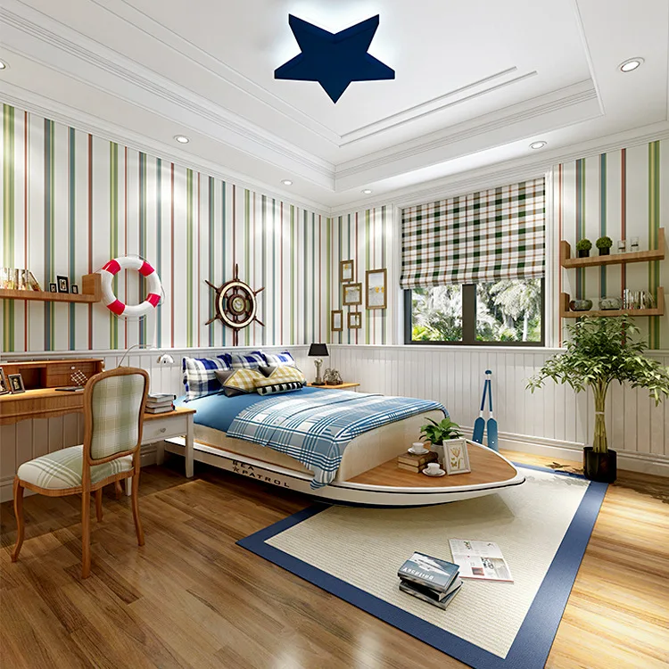 

Обои в средиземноморском британском стиле с вертикальными полосками синего цвета, Современные Простые обои для гостиной, спальни, фоновая ...