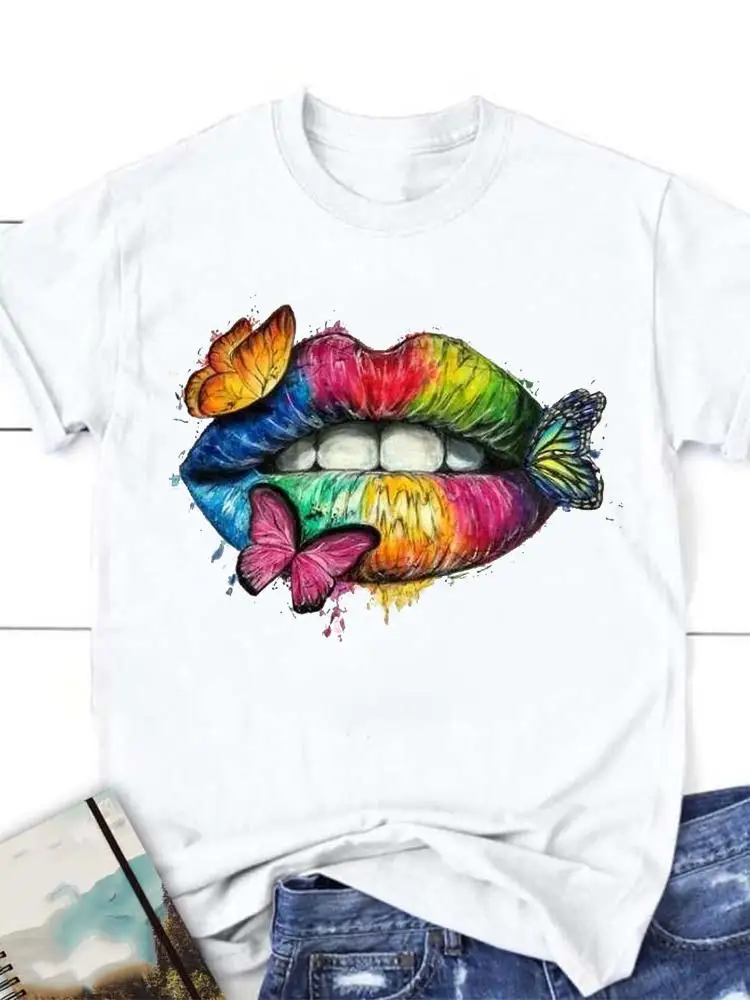 

Butterfly Watercolor Sweet Graphic T Shirt Clothing Clothes Women Short Sleeve Summer Tee Fashion Cartoon T-shirt Female Top