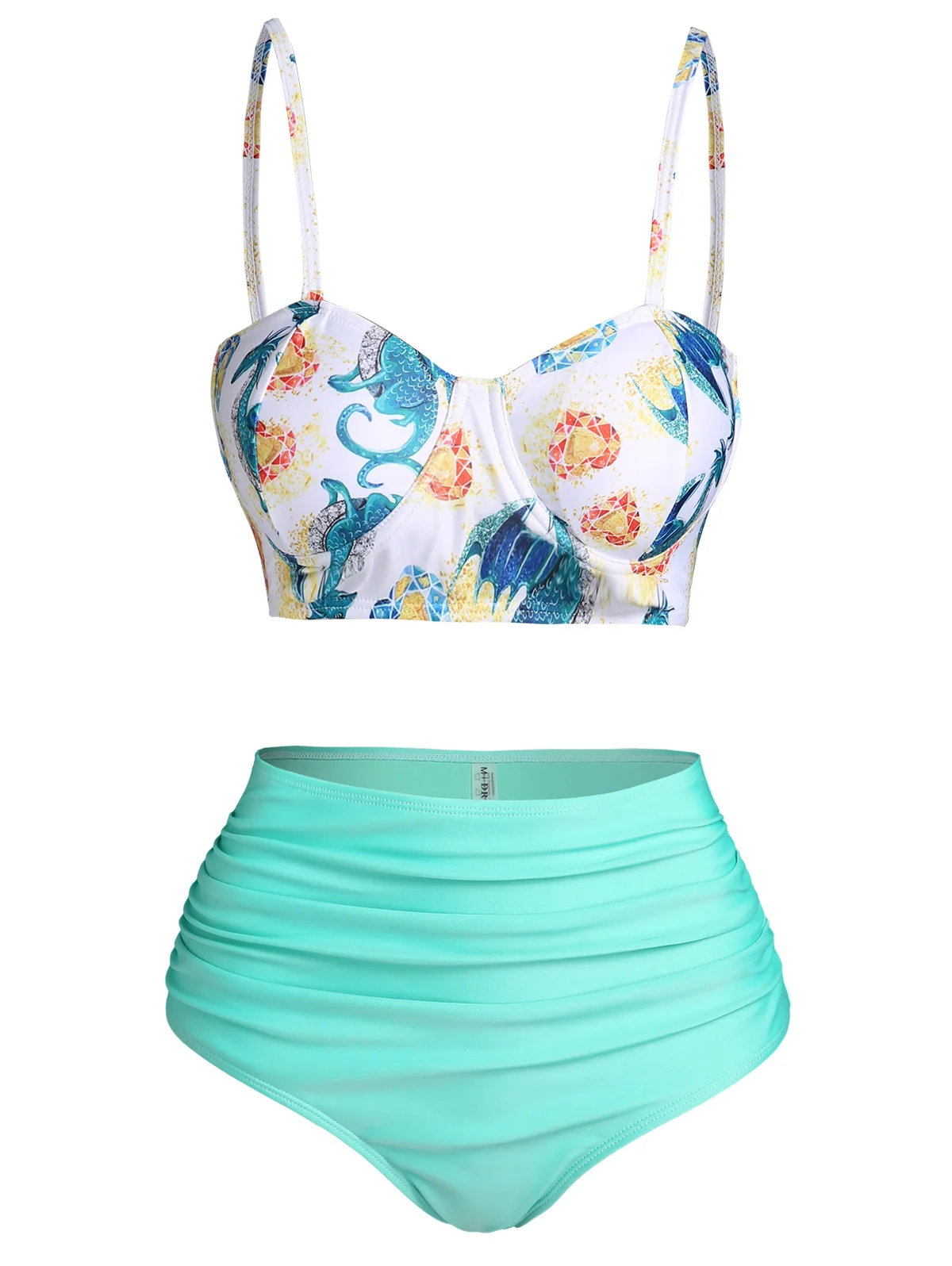 

Женский раздельный купальник с принтом в виде сердечек и дракона