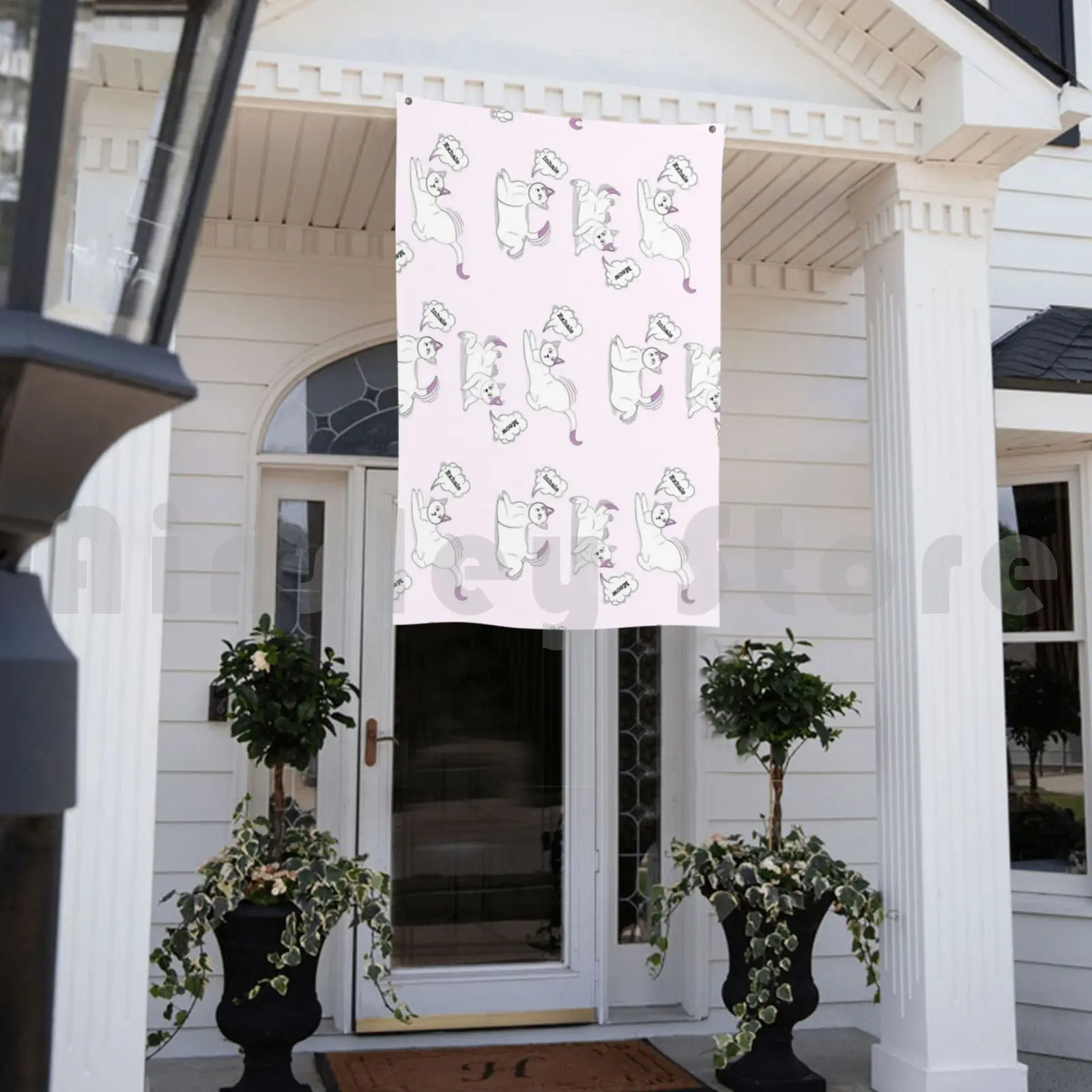 Вдох. Выдохните. Кошка для йоги флаг Автомобиль Забавная Повседневная Любовь