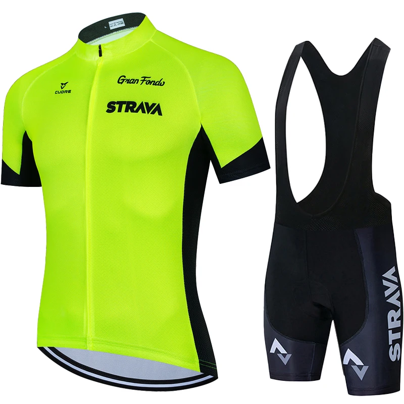 

2021 STRAVA Summer Cycling Jersey Set Breathable Team Racing Sport Bicycle Jersey Mens Cycling Clothing Short Bike Jersey