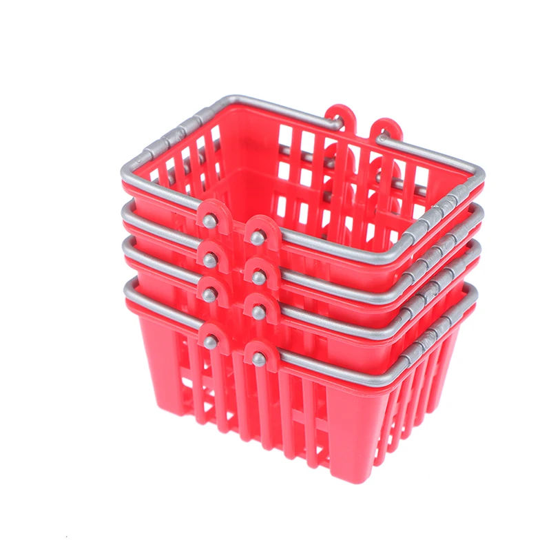 

1PC Mini Supermarket Shopping Hand Basket Model Shopping Basket Pretend Play Toys Kids Doll House Miniature For Dollhouse Decor