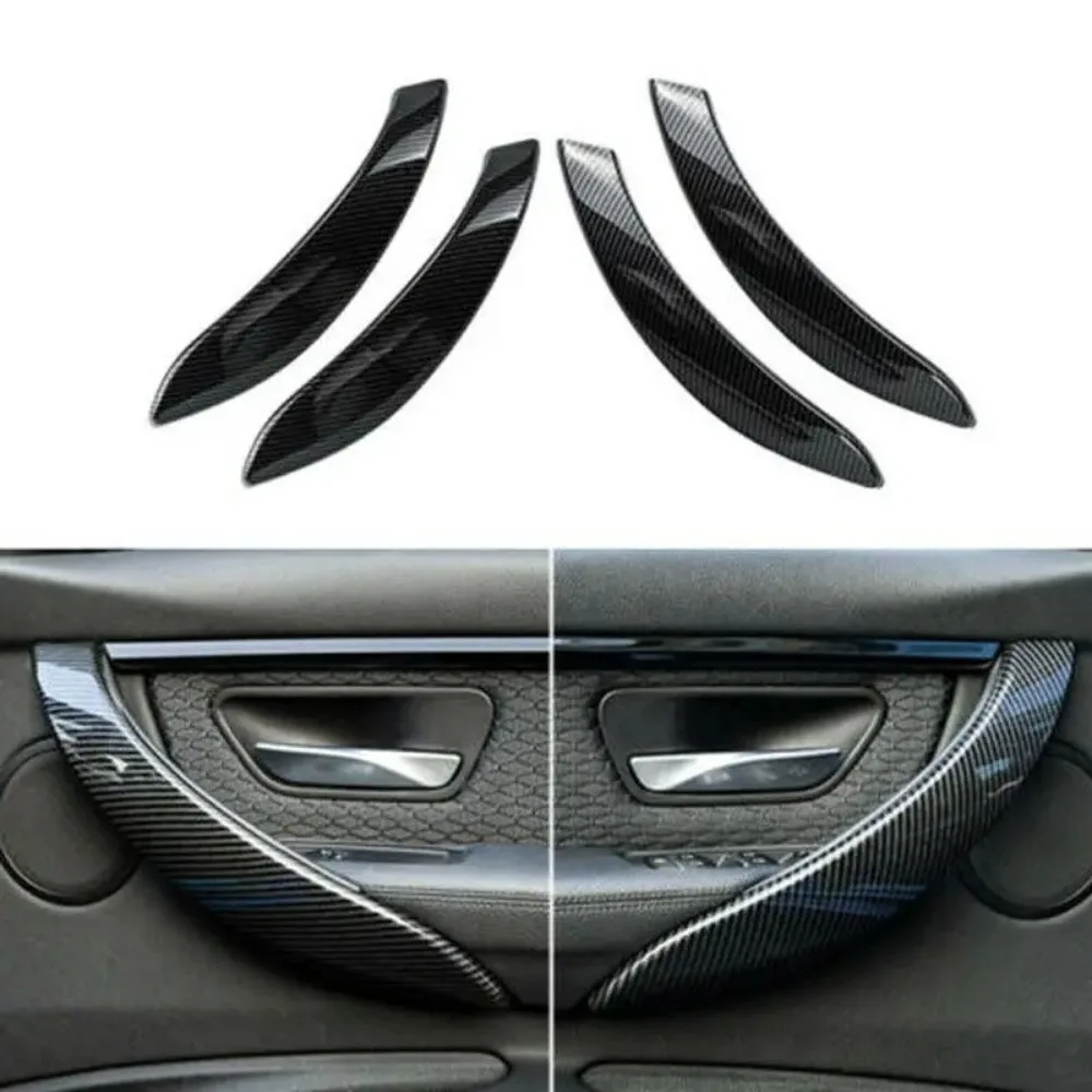 Фото 4 шт. накладки на внутренние ручки дверей в стиле карбон для BMW F30 320i 328i 2013-2018 гг., артикулы 51417279311, 51417279315, 51417279312 №4