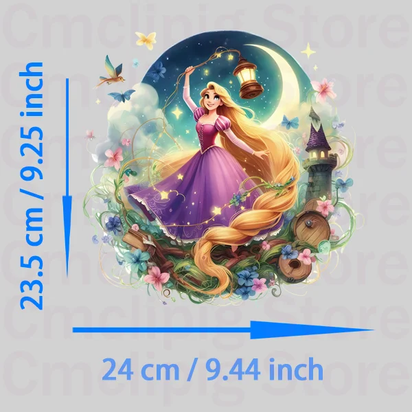 Disney Princess Rapunzel and Aurora fusible clothing patches thermo-stickers for children iron on transfer DIY Sewing Decoration