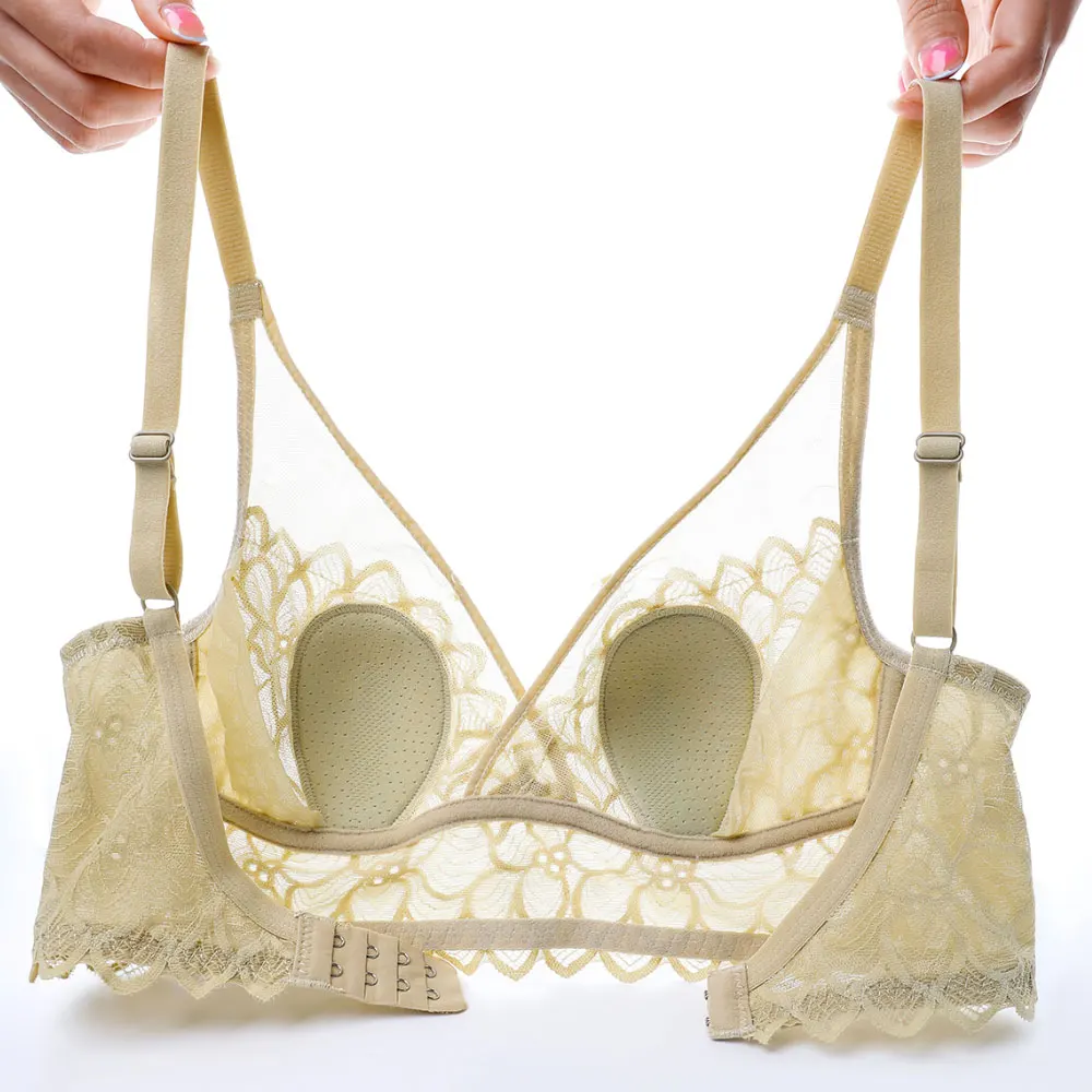 Open Back Bra Transparent Brassiere Sexy Women Backless Underwear Wedding Invisible Bralette Non-wired Bras Deep U Lace Lingerie