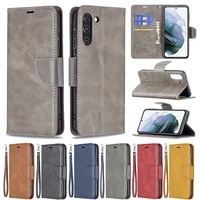 solid color leather phone case for galaxy s22 s21 fe s20 ultra note 20 10 s10e s9 s8 plus flip stand protective cover business