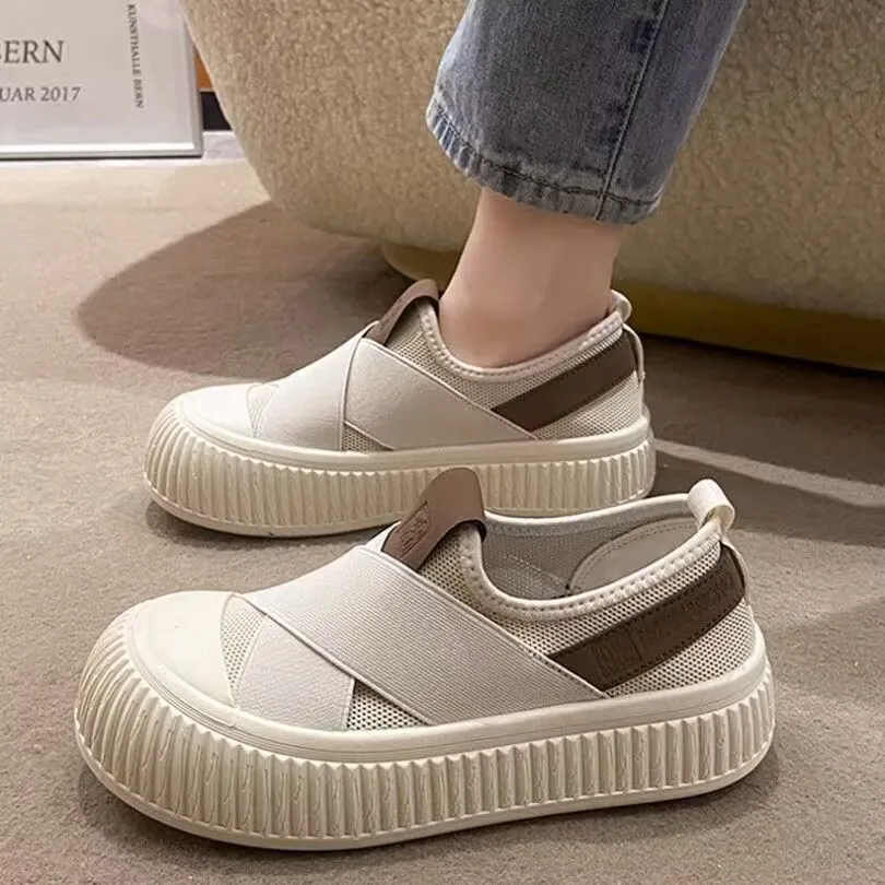 Ladies Sneakers Thick Sole Casual Breathable Sports Design Vulcanized Shoes Women Fashion Outdoor Comfort Shoes