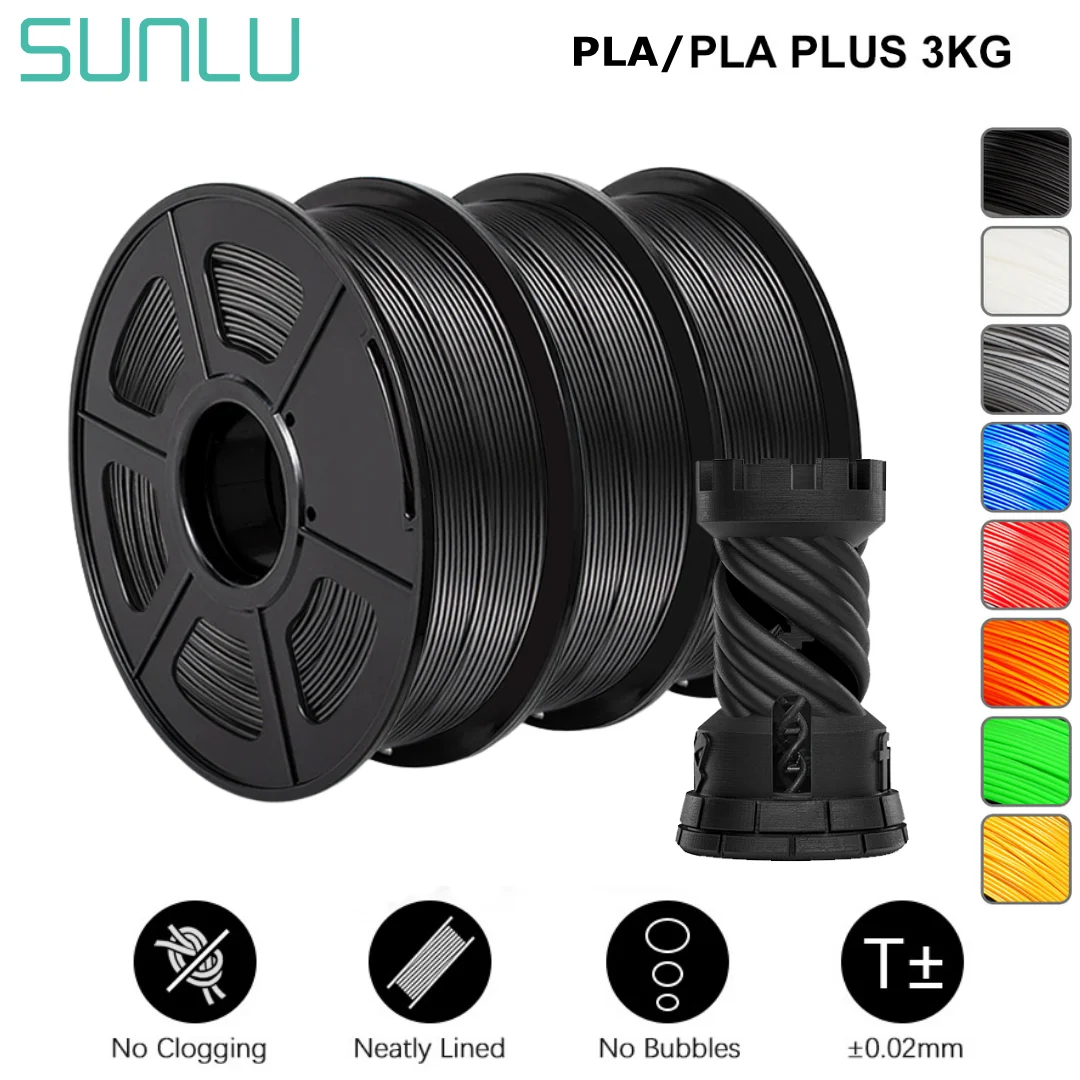 

SUNLU PLA/PLA PLUS Filament 1kg 1.75mm 3D Printer Filament 3 rolls Material For 3D Pen Neat Line Extruder Consumable Free Ship