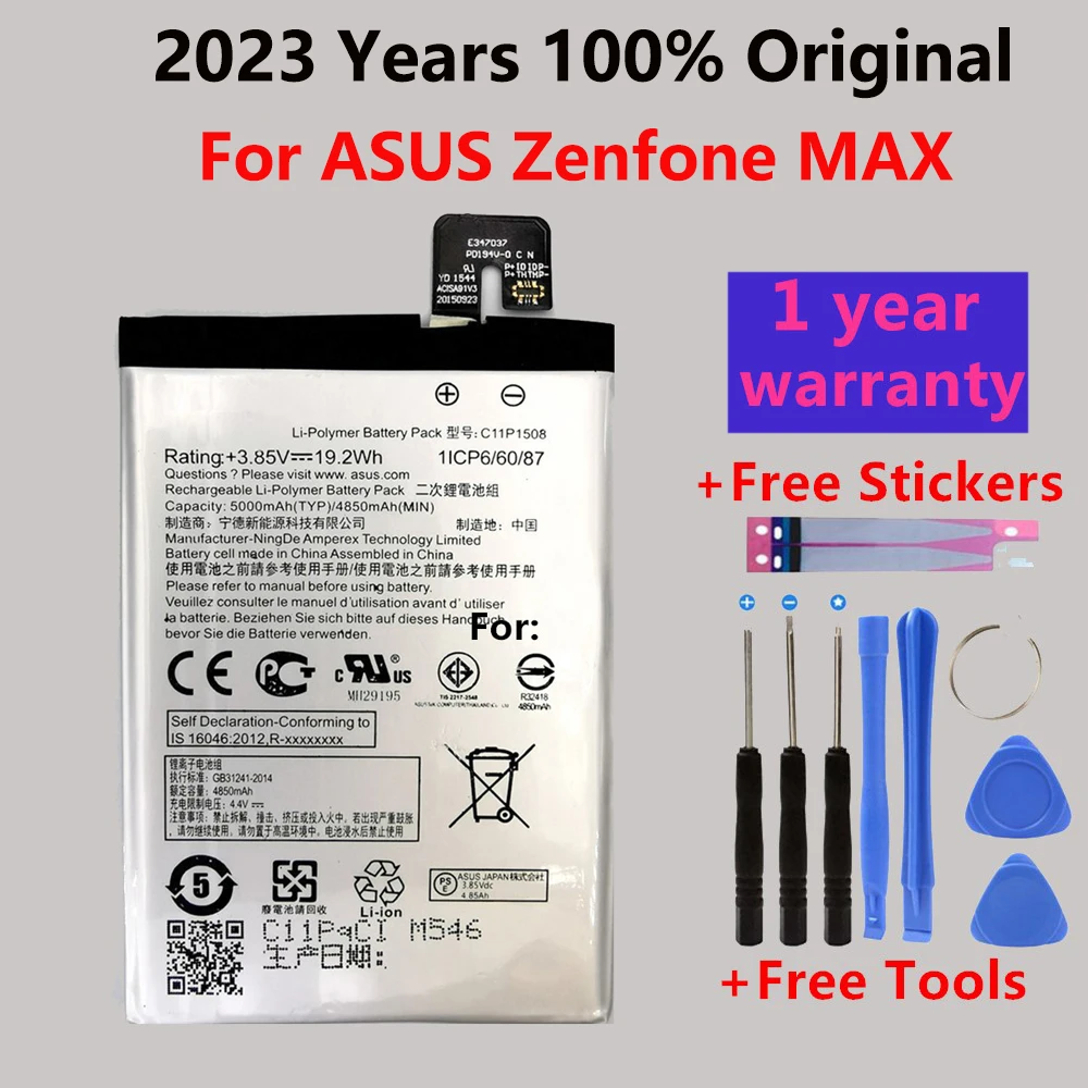 

100% Orginal C11P1508 Battery For ASUS Zenfone MAX ZC550KL Z010DA 5000Z C550KL Z010AD Z010DD Z010D 4850mAh+Gift Tools