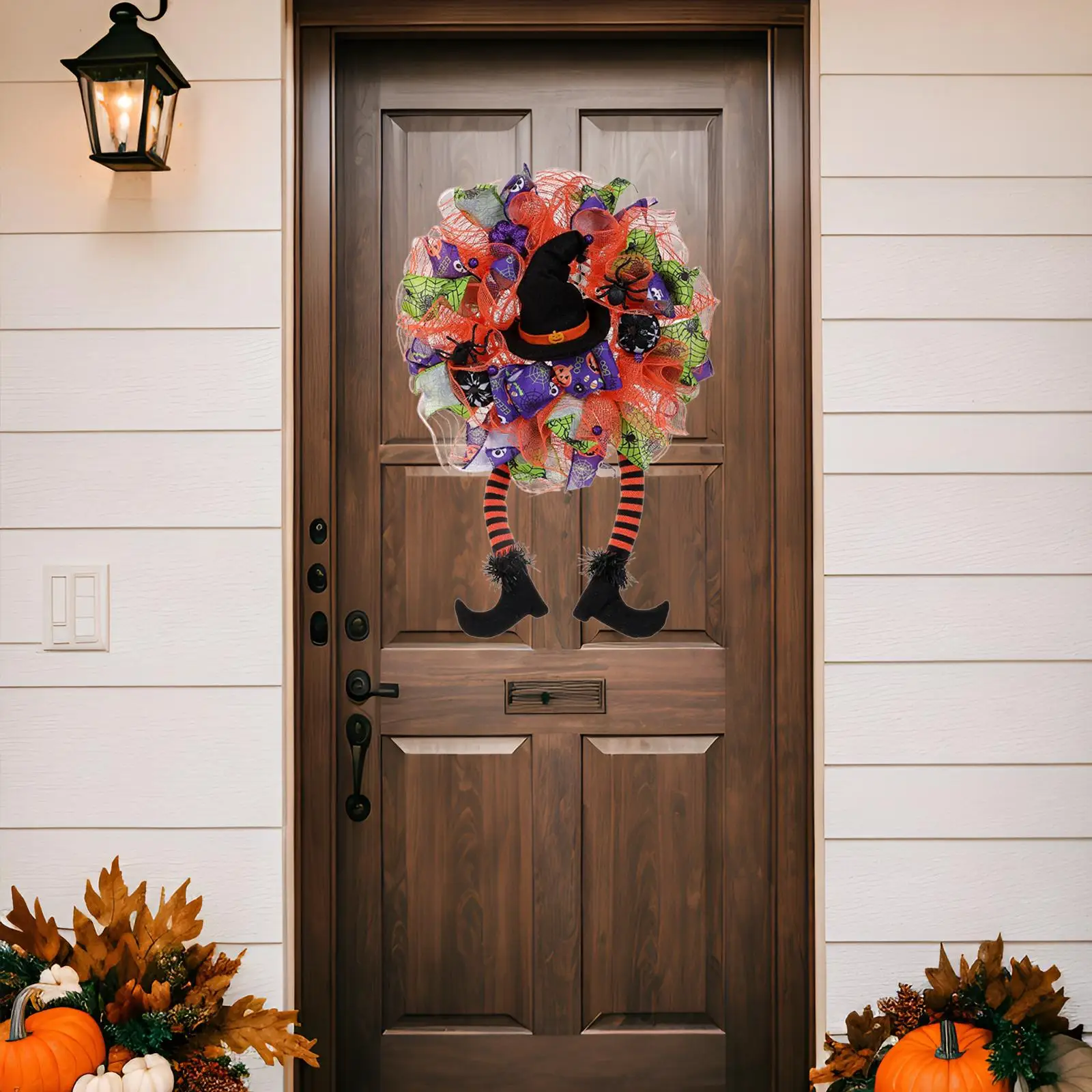

Венок на Хэллоуин для входной двери с колпачкой ведьмы и ножками 60 см x 40 см Гирлянда для крыльца Хэллоуин для дома и улицы