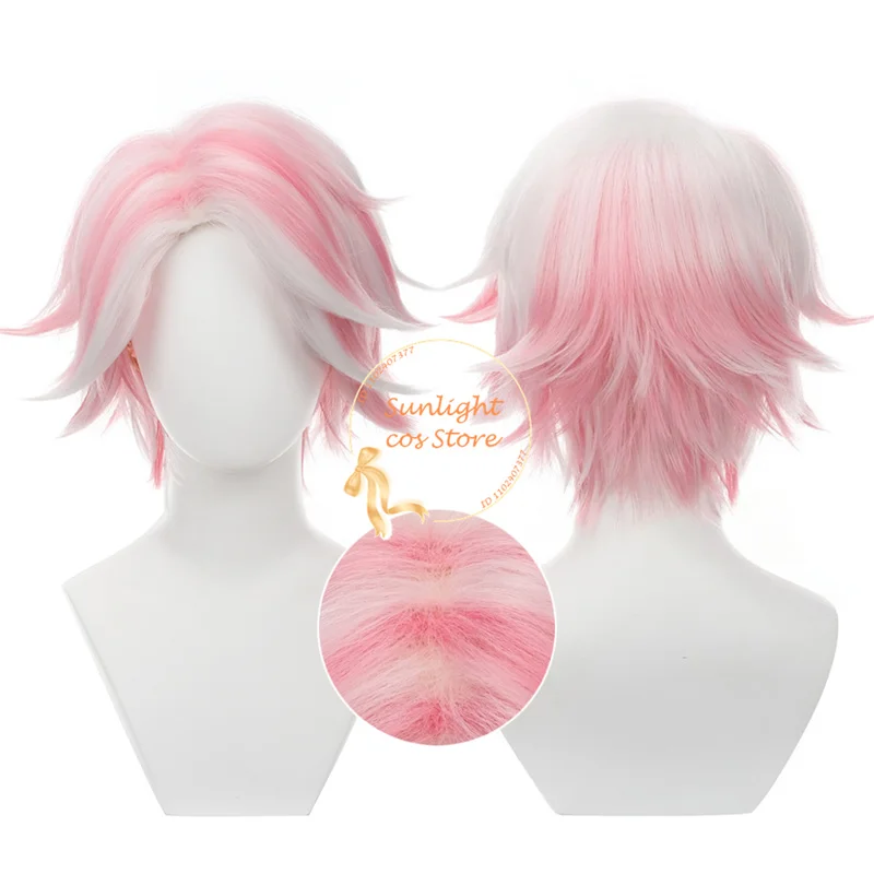 Ангел/Пыльный Парик 30 см Короткие Розовые Белые Парики Пыль Ange Косплей Аниме