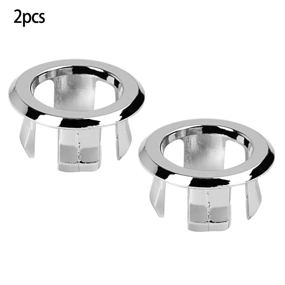 

2pcs Bathroom Basin Sink Overflow Ring Six-foot Round Insert Chrome Plastic Hole Cover Cap For 22-24mm Bathroom Accessories