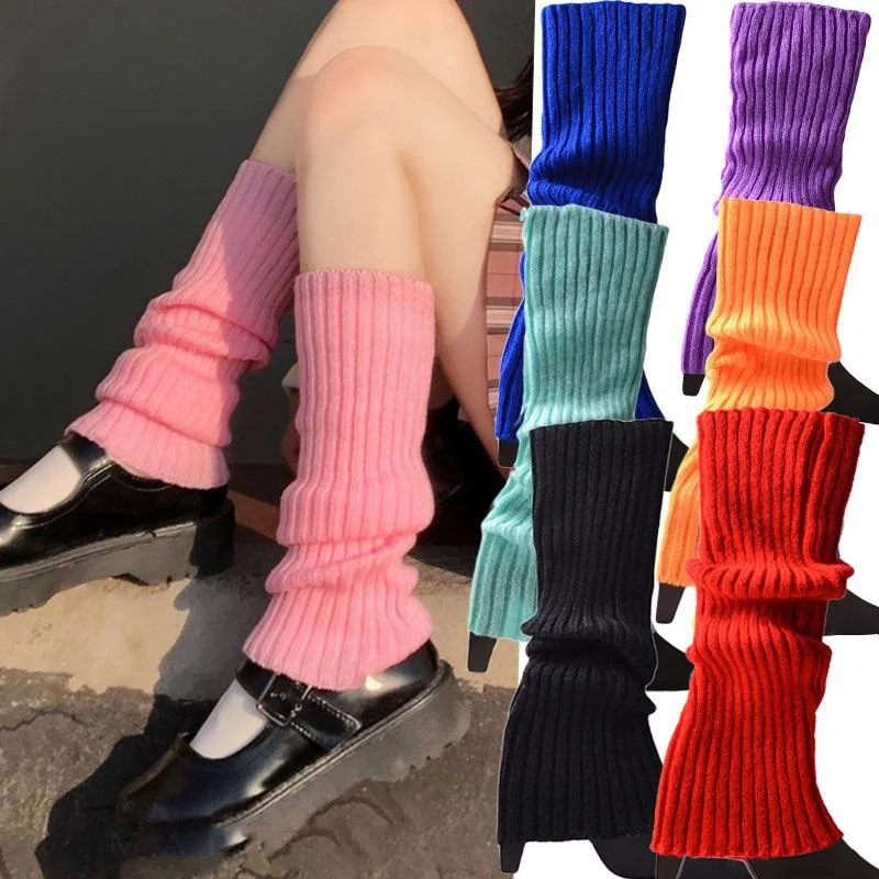 Korean Candy Color Sweet Girl Leg Warmers Knitted Foot Cover Women Solid Color Autumn Winter Stylish Elastic Long Tube Socks