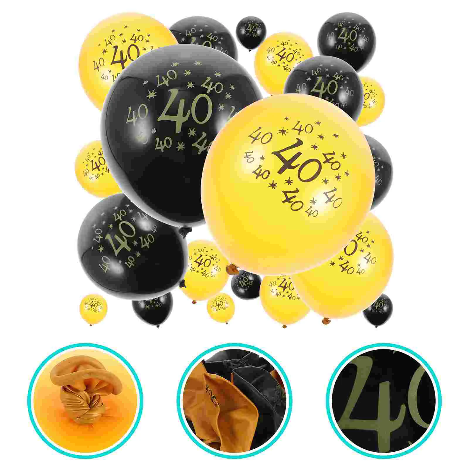 

40Th Balloons Birthday Party Latex Anniversary Decoration Decorations Gold Black Decor 40 Year Old Wedding Balloon Forty
