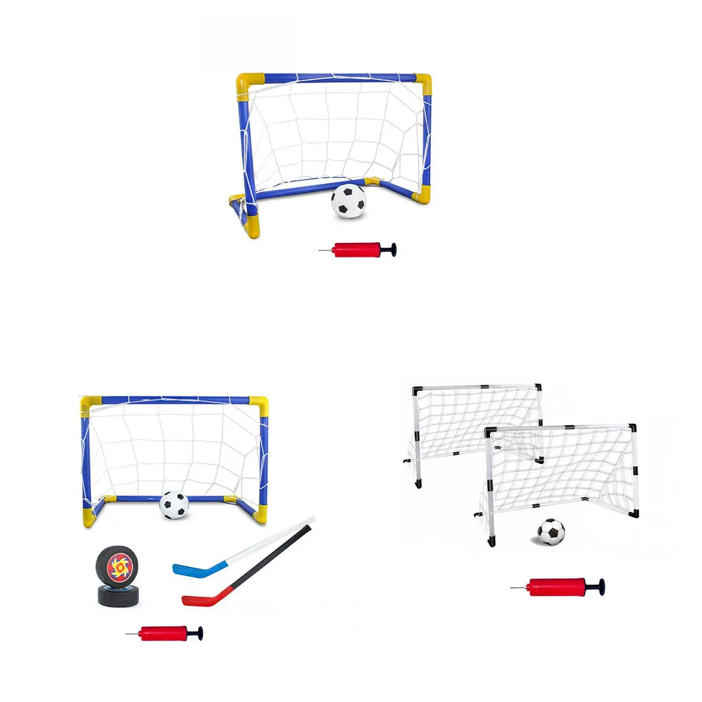 

Mini Football Goal Plastic Soccer Ball Post Net with Pump Kit Kindergarten Sport Removable Toys Double Soccer Goal