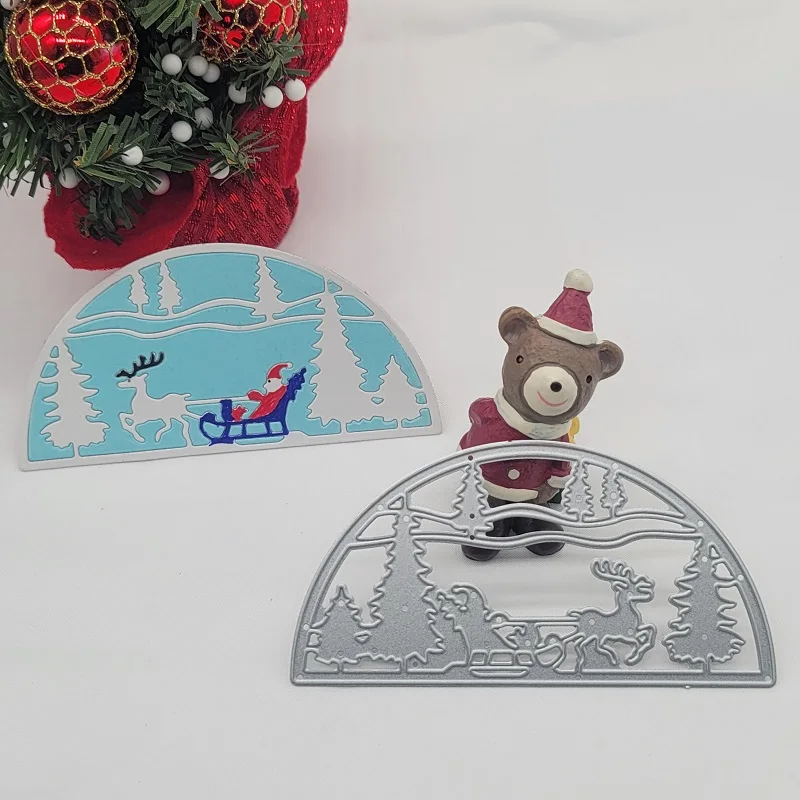 

Pan's 2022 Semicircle Christmas Santa Claus Cutting Dies for Scrapbooking Embossing DIY Manual Photo Album Decor New Knife Mold