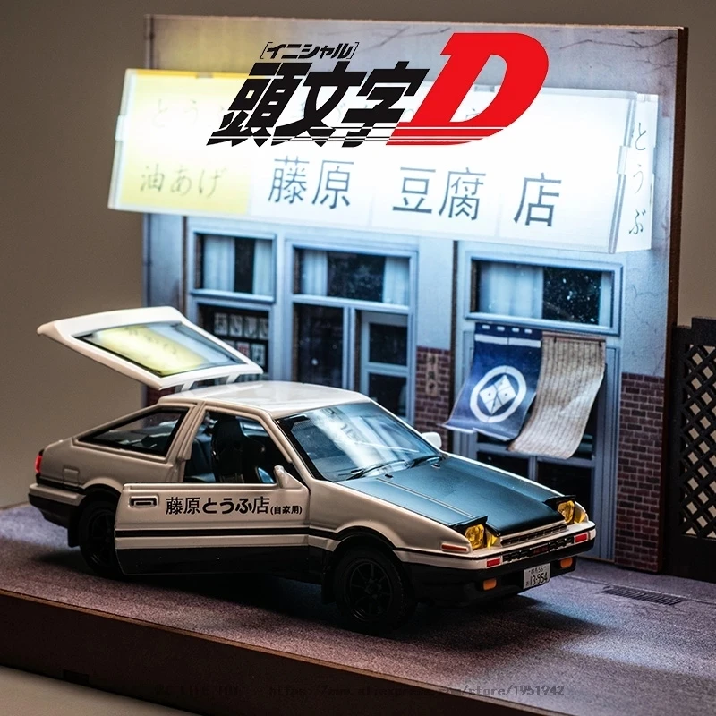 

Модель автомобиля 1/32 Initial D AE86 из сплава, игрушки, металлический литый под давлением начал D, Изысканная модель автомобиля с тяговым эффектом, игрушки, подарки для мальчиков