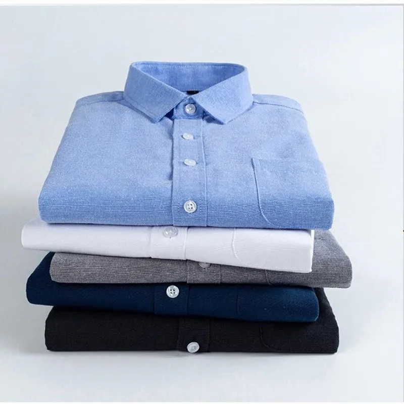 

5 Colors M-4XL High Quality Cotton Men's Long Sleeve Turndown Collar Shirt Solid Shirt Business Formal Men Shirts