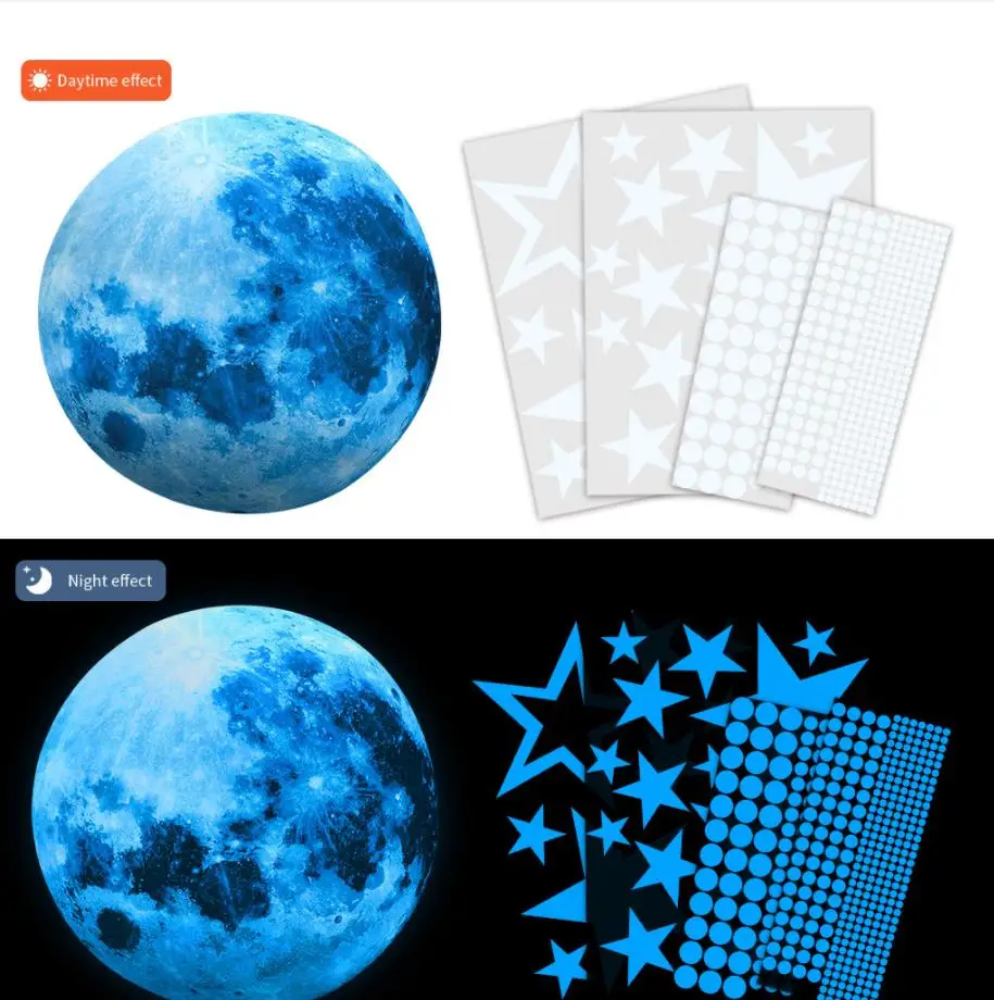 

435 Pcs/Set Luminous Moon Stars Dots Wall Sticker Kids Room Bedroom Living Room Home Decoration Glow In The Dark Stickers