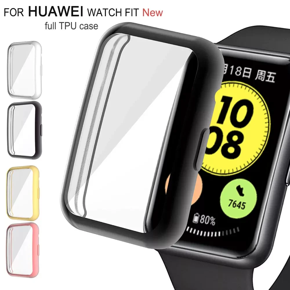

Plated Cover For Huawei Watch fit Case Smartwatch TPU Bumper All-Around Screen Protector Huawei Watch fit new 2021 Case