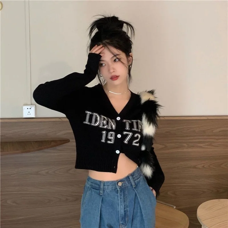 Новинка Осень-зима 2022 кардиган с V-образным вырезом и длинным рукавом Женский