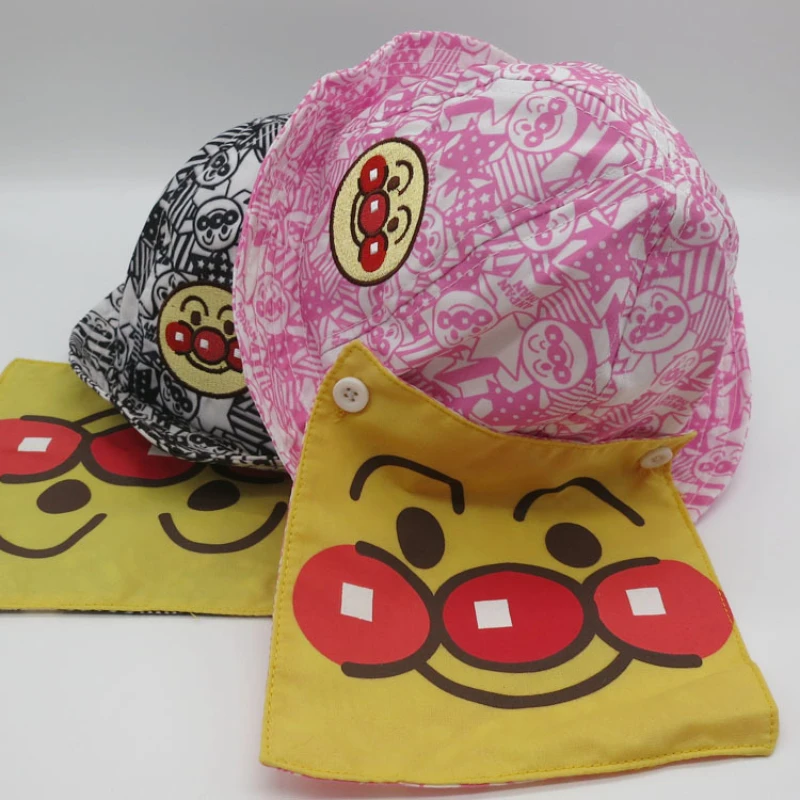 

2022 Summer Children Kids Bucket Hat Anpanman Embroidery Hat Solid Color Travel Beach Sun Hats Casual Visor Fishman Caps