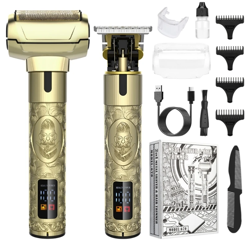 

2 in 1 Cordless Hair Beard Trimmer Shaving Machine Men Hair Cutting Grooming Gifts for Men Fathers Husband