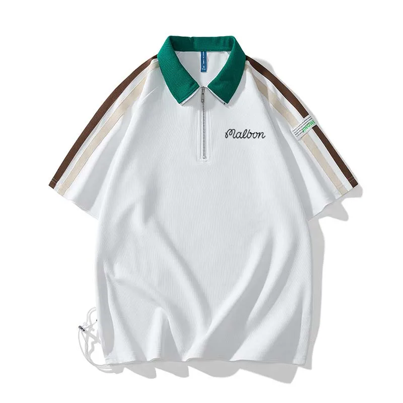 Men's Polo Golf Wear T Shirt Zipper Summer Loose Versatile Men Lapel Casual Fashion Top 2023