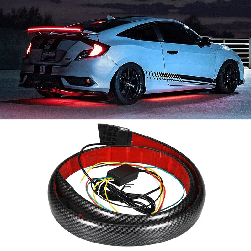 

Universal Carbon Fiber LED Car Tail Brake Light Strip Rear Spoiler Lip Trim
