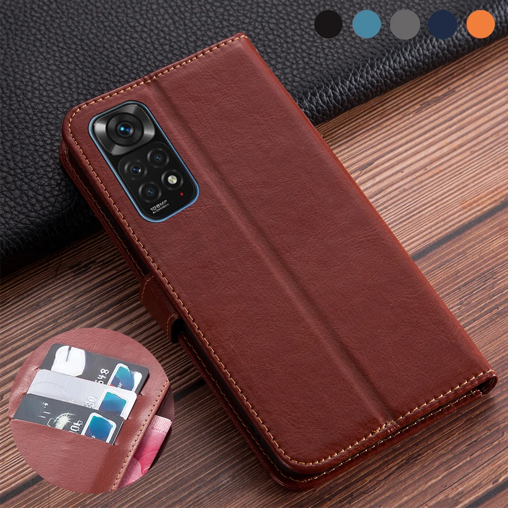 New in Flip book leather case on for xiaomi Redmi Note 11 Cover Redmi Note 11 NFC Case  Redmi Note11 Cover capa funda etui phone