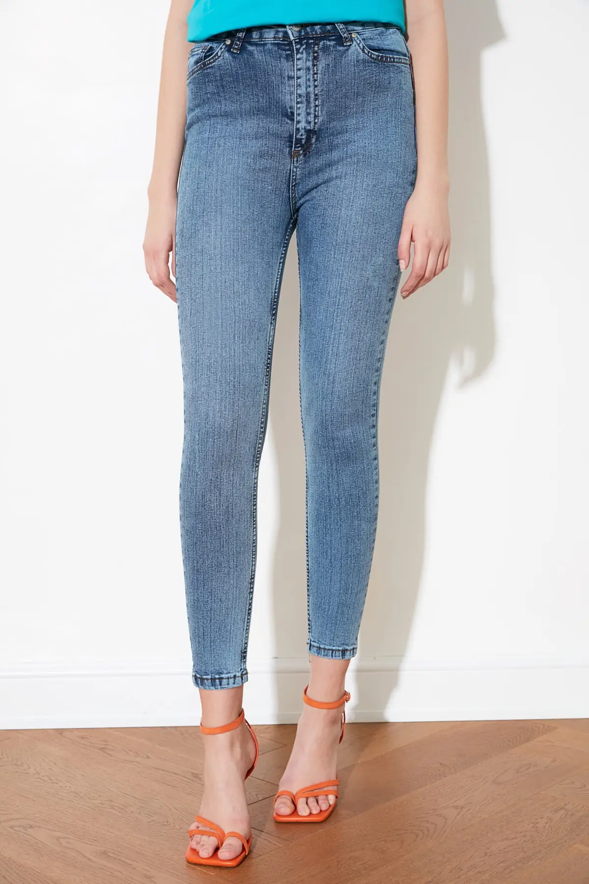 

Blue High Waist Skinny Jean Women Jeans 2021