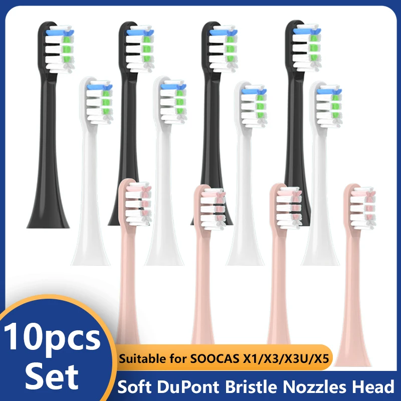 10pcs for SOOCAS X3/X3U/X5 Copper Free Replacement Toothbrush Heads Sonic Electric Tooth Brush Nozzle Heads Smart Brush Head