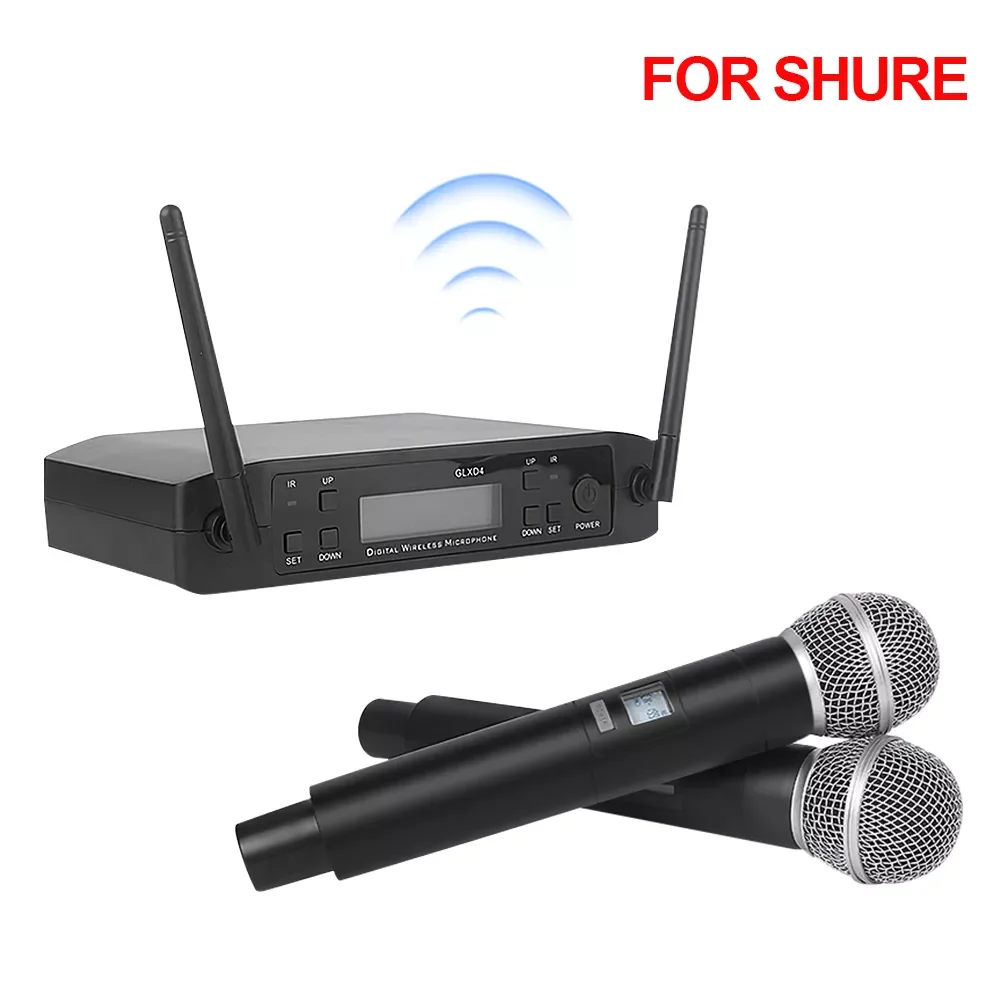 

Wireless Microphone For SHURE UHF 600-635MHz Professional Handheld Mic for Karaoke Church Show Meeting Studio Recording GLXD4