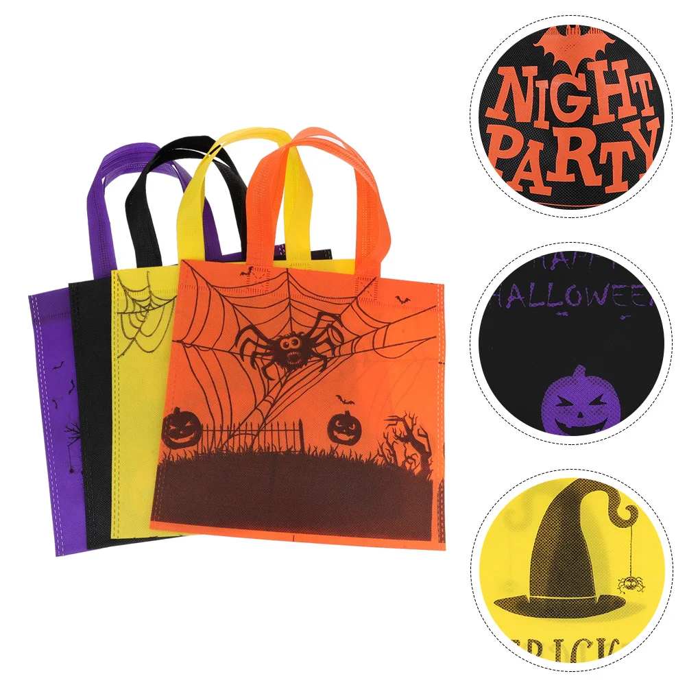 

4Pcs Halloween Packing Bags Biscuit Cloth Bags Party Treat Bags Portable Halloween Bag Tote Bag