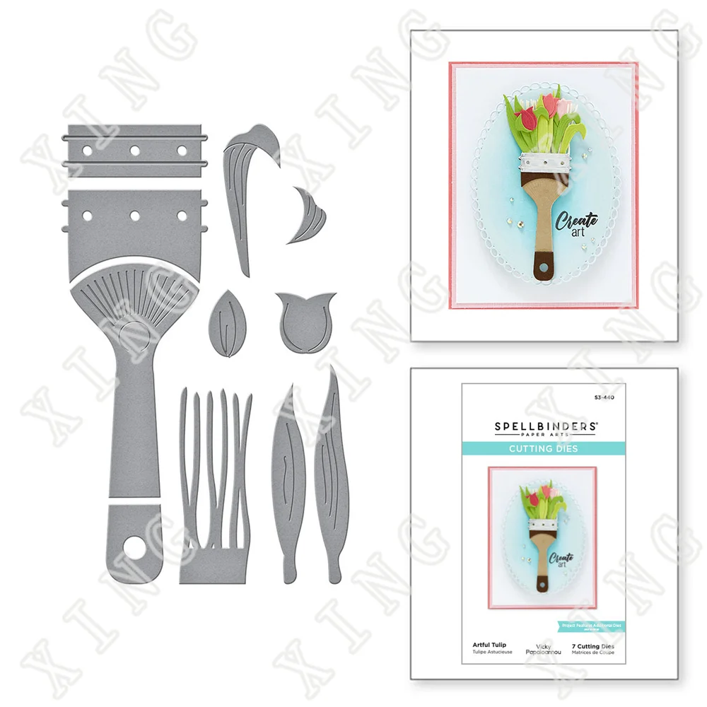 

2022 Spring Artful Bristles Florals Etched Cutting Dies Diy Craft Paper Greeting Cards Scrapbooking Decoration Embossing Molds