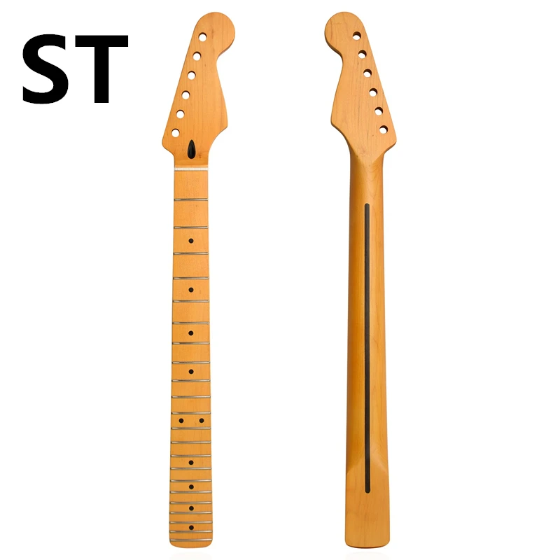 

Matte Yellow ST 22 Frets Electric Guitar Neck Canadian Maple Handle With Back Center Line +peach Wood Tube+bone Nut