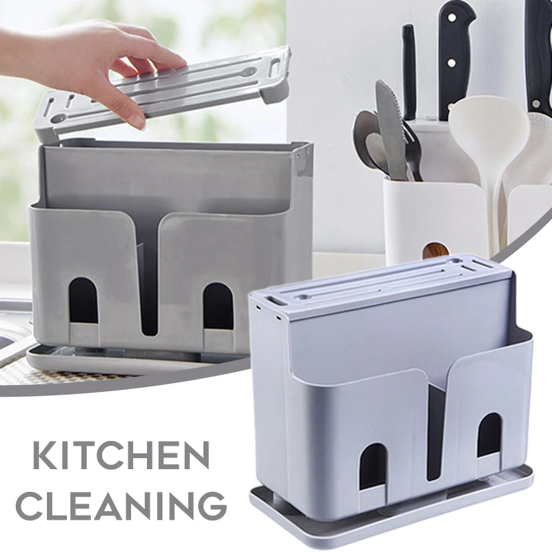 

Kitchen Utensil Drying Holder Tableware Cutlery Drying Rack Case with Detachable Water Portable Lightweigh Thick PP Materials