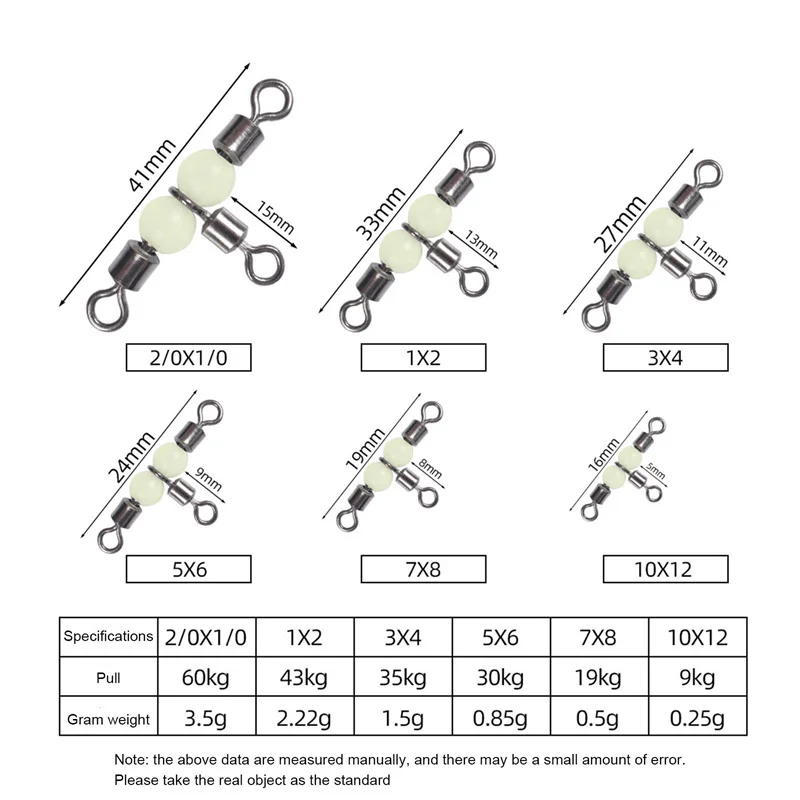 

3-ходовой прочный светящийся рыболовный Вертлюг, соединитель, морская снасть, соединитель крючка для ночной рыбалки, рыбалка для пресной и м...